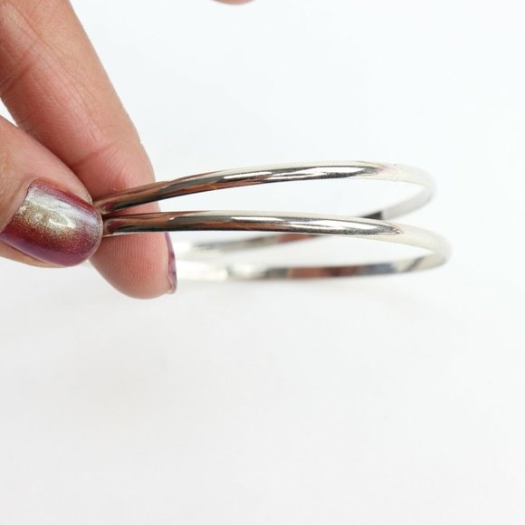 INC Silver-Tone Two Stackable Bangle Bracelets, NWOT - Picture 2 of 3